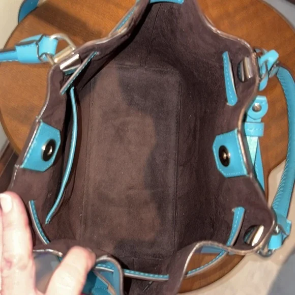 Michael Kors  bucket bag  shoulder or Crossbody bag  leather  aqua  leather
Inte - Picture 11 of 17